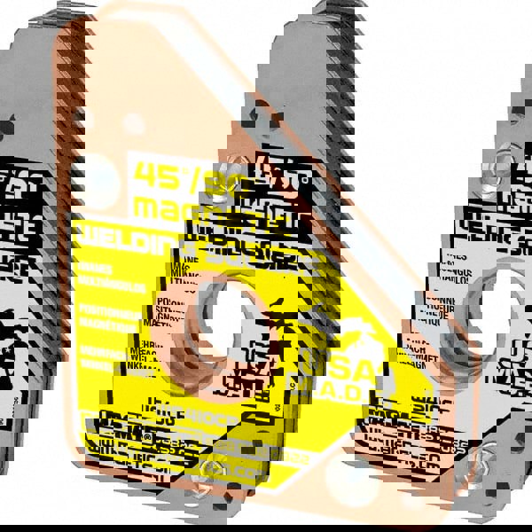 Magnetic Welding & Fabrication Squares; Holding Angle: 450; 900 ; Magnet Material: Ceramic ; Average Pull Force (Lb.): 38lb ; Maximum Pull Force (Lb.): 75lb; 34.02kg; 75.00 ; Includes: Large Finger Hole